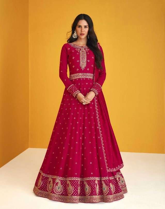 DESIGNER FANCY PARTY WEAR LONG ANARKALI SILK SALWAR SUIT AF HEERVA 9233