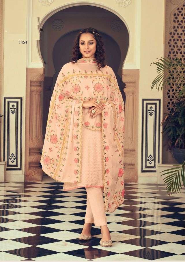 DESIGNER FANCY PARTY WEAR LONG STRAIGHT GEORGETTE SALWAR SUIT EBA ASHPREET 1464