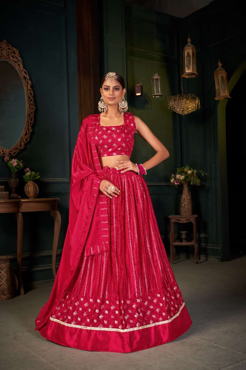 DESIGNER FANCY PARTY WEAR TRENDY LEHENGA CHOLI WITH SEQUENCE WORK ZEEYA DST 6004