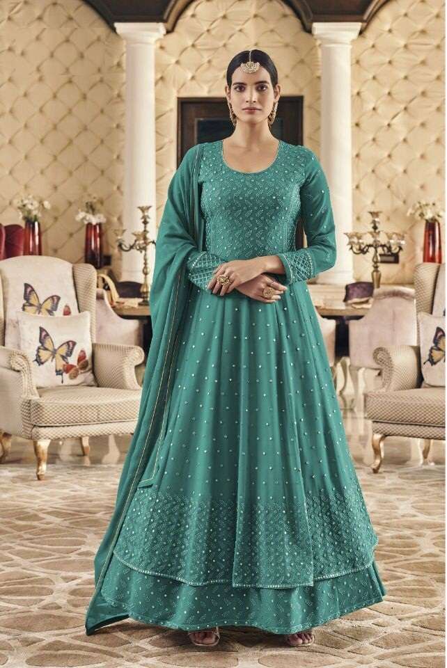 DESIGNER FANCY WEDDING PARTY WEAR GEORGETTE SHARARA SALWAR SUIT FIONA 51013D