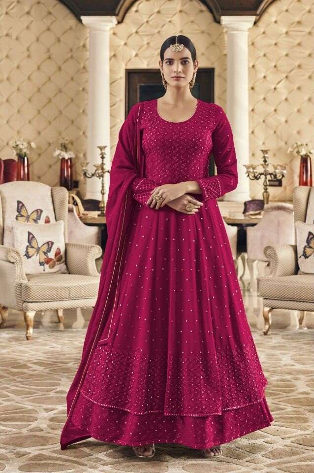 DESIGNER FANCY WEDDING PARTY WEAR GEORGETTE SHARARA SALWAR SUIT FIONA 51013E