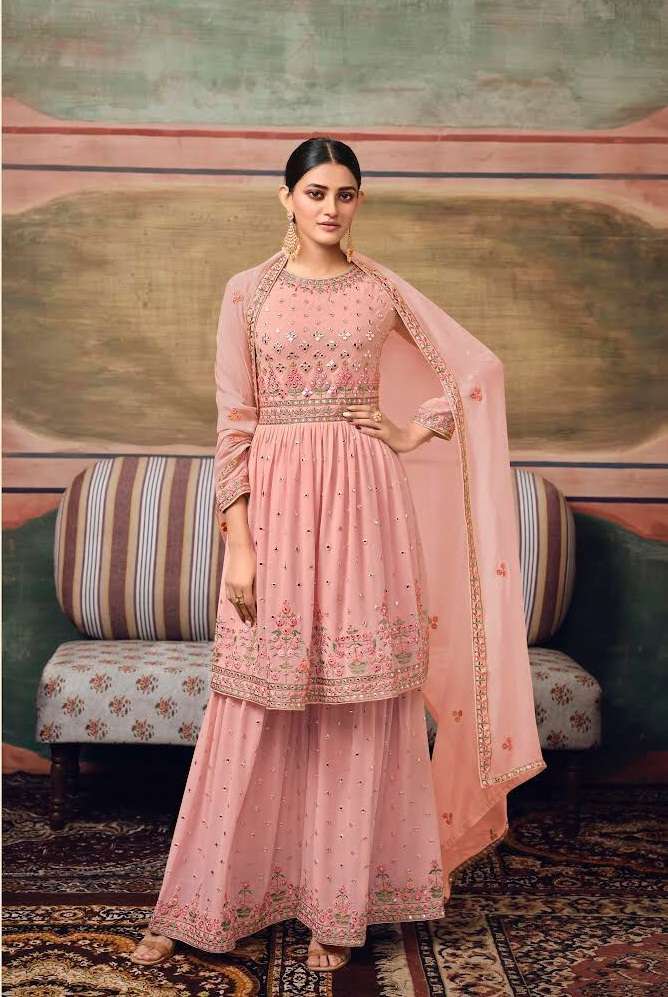 DESIGNER FANCY WEDDING PARTY WEAR GEORGETTE SHARARA SALWAR SUIT MAISHA 11065