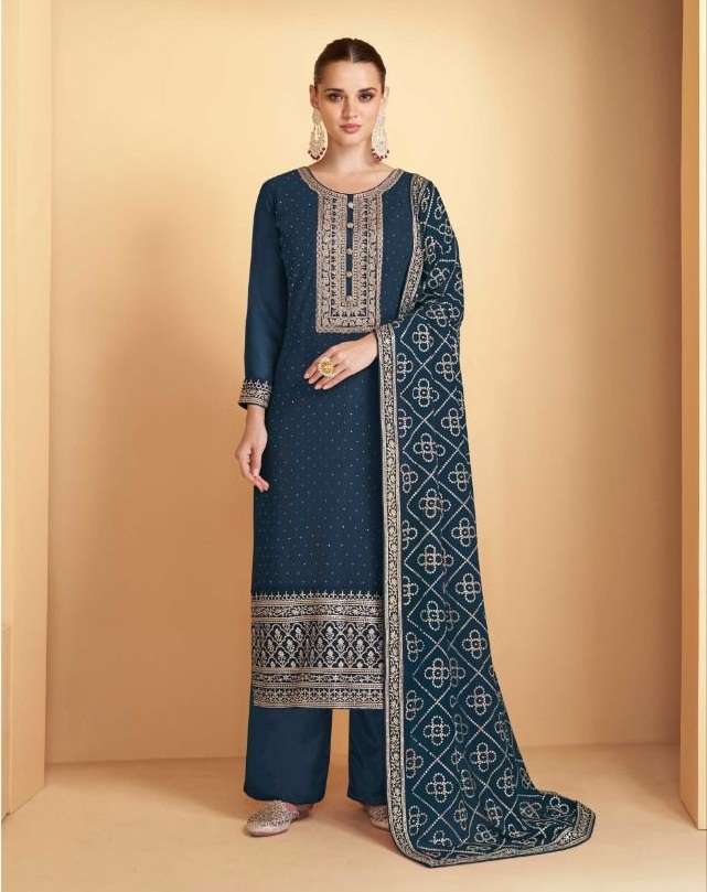 DESIGNER FANCY WEDDING PARTY WEAR GEORGETTE STRAIGHT SALWAR SUIT GUL AMISHA 7156 A