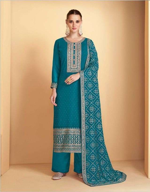 DESIGNER FANCY WEDDING PARTY WEAR GEORGETTE STRAIGHT SALWAR SUIT GUL AMISHA 7156 D