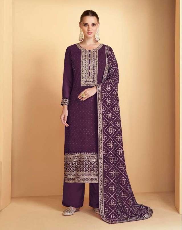 DESIGNER FANCY WEDDING PARTY WEAR GEORGETTE STRAIGHT SALWAR SUIT GUL AMISHA 7156 E