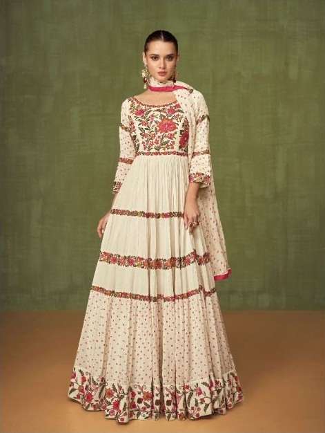 DESIGNER FANCY WEDDING PARTY WEAR HEAVY GOWN IN REAL GEORGETTE FABRIC GUL 5203