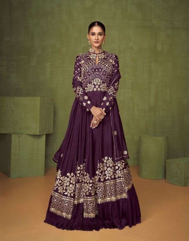 DESIGNER FANCY WEDDING PARTY WEAR HEAVY GOWN IN REAL GEORGETTE FABRIC GUL 5204