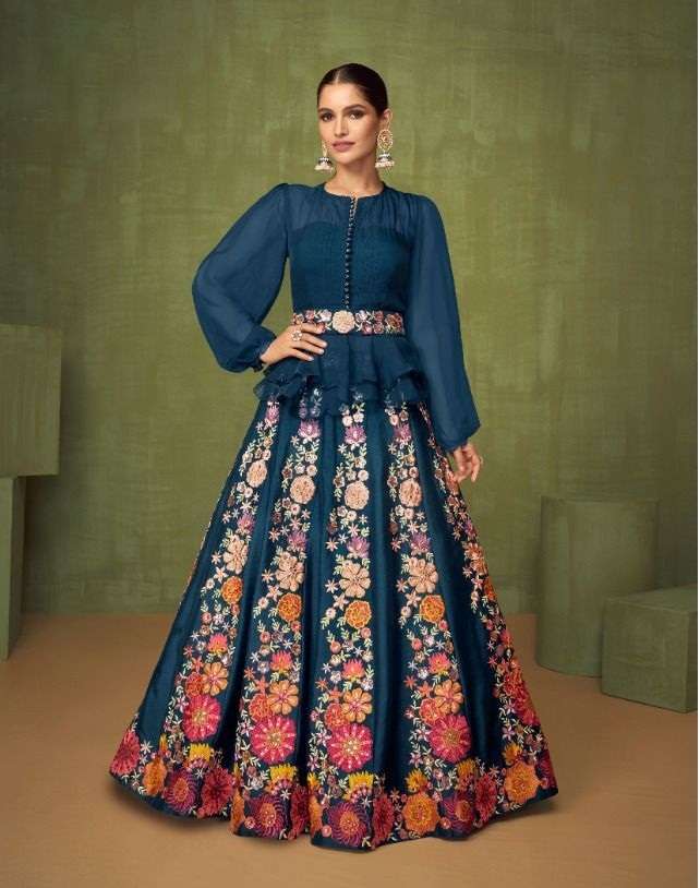 DESIGNER FANCY WEDDING PARTY WEAR HEAVY GOWN IN REAL GEORGETTE FABRIC GUL 5205