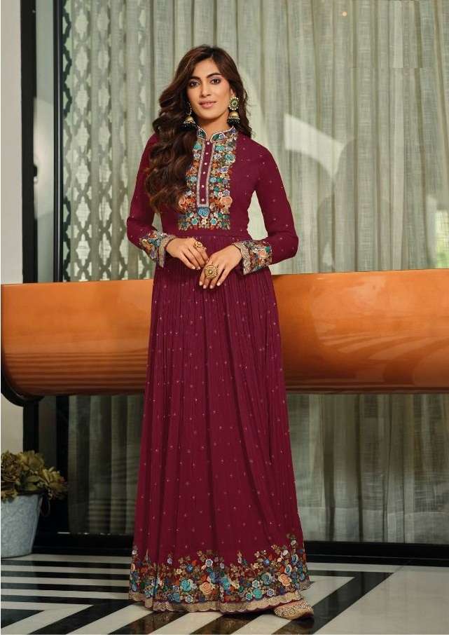 DESIGNER FANCY WEDDING PARTY WEAR HEAVY GOWN IN REAL GEORGETTE FABRIC EB MANNAT 1453