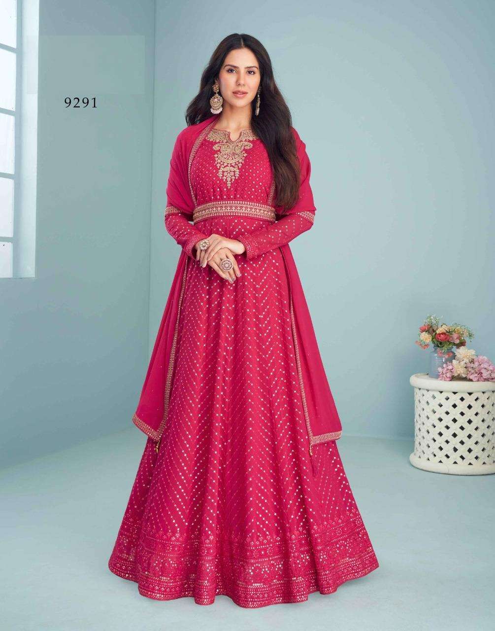 DESIGNER FANCY WEDDING PARTY WEAR HEAVY GOWN IN REAL GEORGETTE FABRIC AF MOGRA 9291