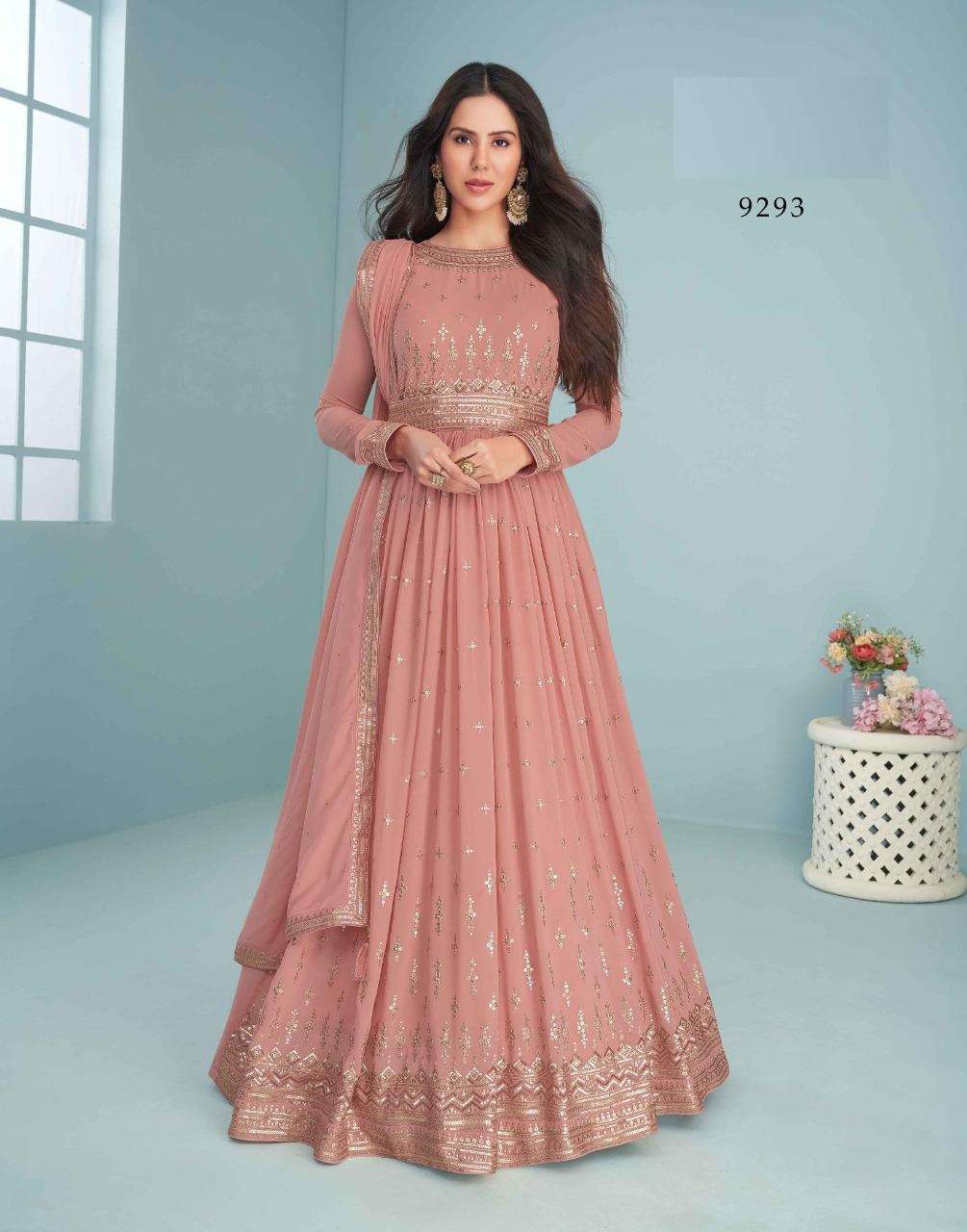 DESIGNER FANCY WEDDING PARTY WEAR HEAVY GOWN IN REAL GEORGETTE FABRIC AF MOGRA 9293