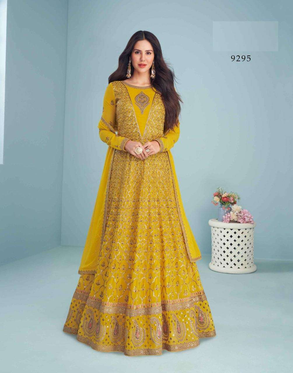 DESIGNER FANCY WEDDING PARTY WEAR HEAVY GOWN IN REAL GEORGETTE FABRIC AF MOGRA 929