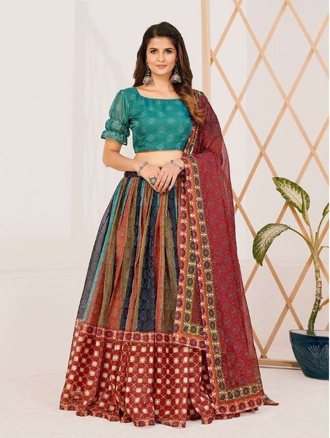 DESIGNER FANCY WEDDING PARTY WEAR SILK LEHENGA CHOLI NAVRATRI COLLECTION PANVI DST 1001