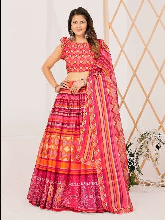 DESIGNER FANCY WEDDING PARTY WEAR SILK LEHENGA CHOLI NAVRATRI COLLECTION PANVI DST 1003