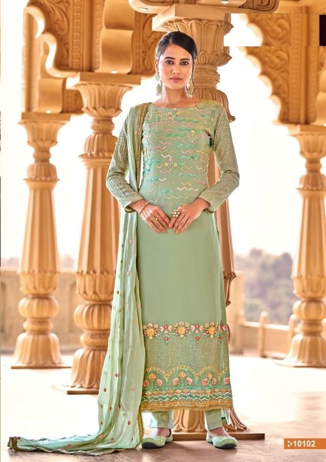 DESIGNER FANCY WEDDING PARTY WEAR STRAIGHT SALWAR SUIT IN GEORGETTE HOTLADY ALANKAR 10102