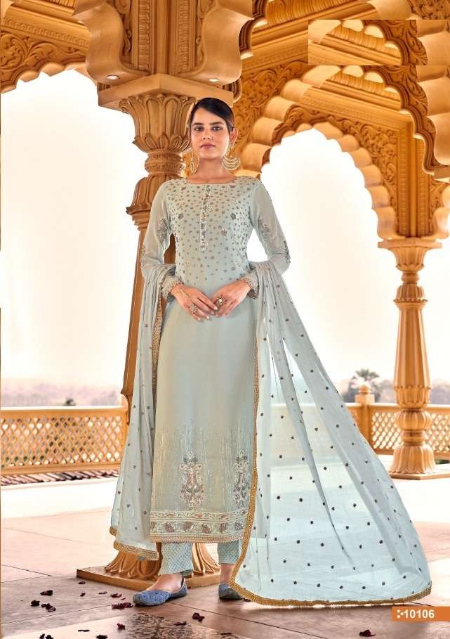 DESIGNER FANCY WEDDING PARTY WEAR STRAIGHT SALWAR SUIT IN GEORGETTE HOTLADY ALANKAR 10106