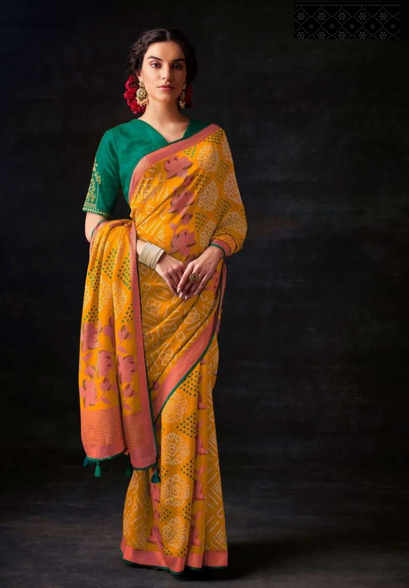 DESIGNER SILK PRINT SAREE EXCLUSIVE COLLECTION FOR WEDDING PARTY WEAR KIM SM 16029