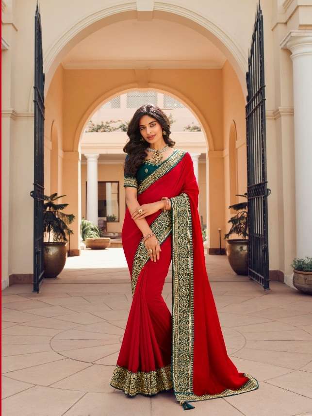 DESIGNER VICHITRA SILK SAREE EXCLUSIVE COLLECTION FOR WEDDING PARTY WEAR KAVIRA SM 1001