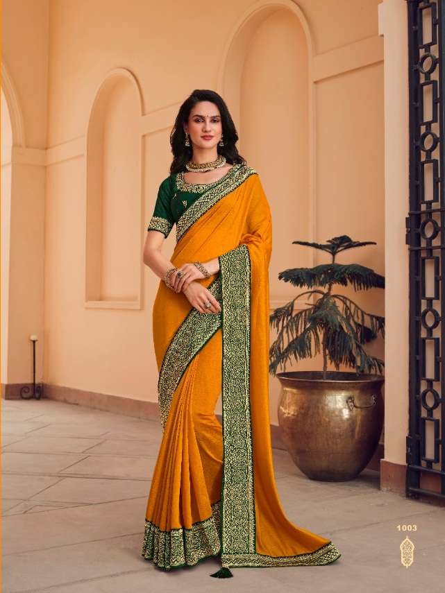 DESIGNER VICHITRA SILK SAREE EXCLUSIVE COLLECTION FOR WEDDING PARTY WEAR KAVIRA SM 1003