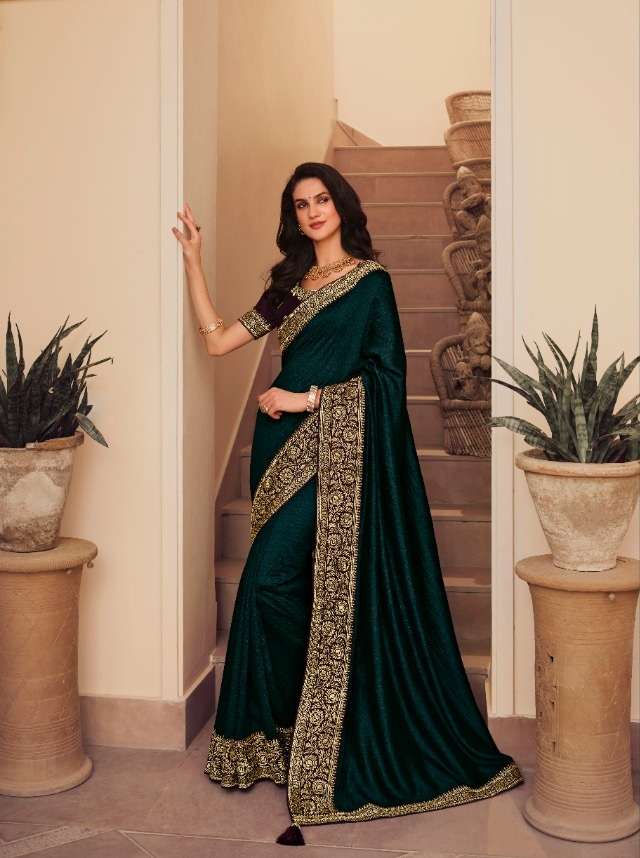 DESIGNER VICHITRA SILK SAREE EXCLUSIVE COLLECTION FOR WEDDING PARTY WEAR KAVIRA SM 1009