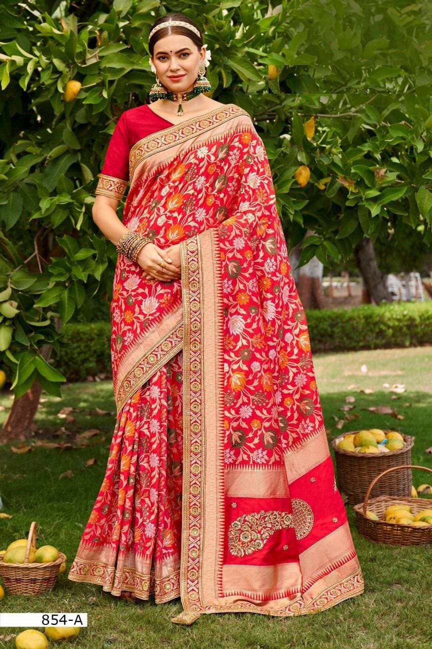 DESIGNER VICHITRA SILK SAREE EXCLUSIVE COLLECTION FOR WEDDING PARTY WEAR B FINE 854 A