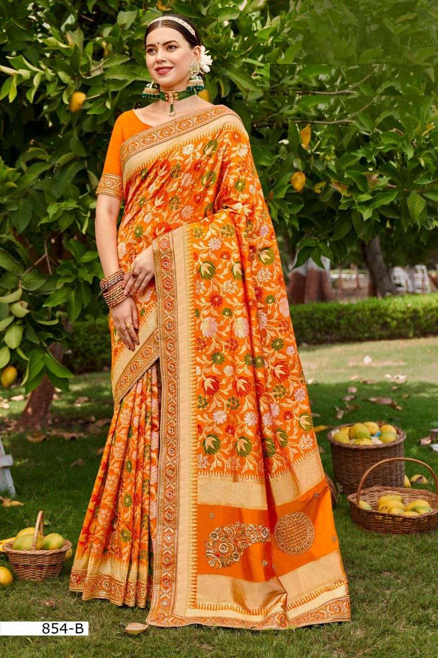 DESIGNER VICHITRA SILK SAREE EXCLUSIVE COLLECTION FOR WEDDING PARTY WEAR B FINE 854 B