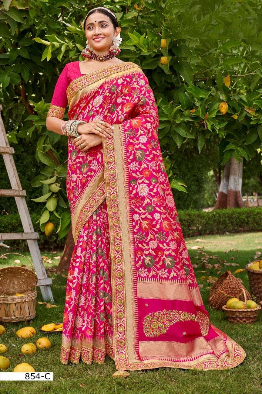 DESIGNER VICHITRA SILK SAREE EXCLUSIVE COLLECTION FOR WEDDING PARTY WEAR B FINE 854 C