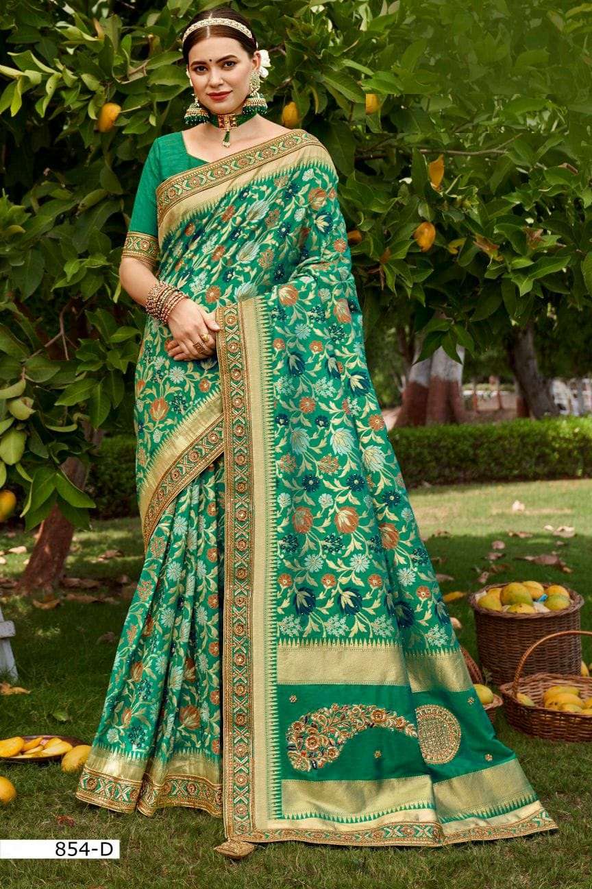 DESIGNER VICHITRA SILK SAREE EXCLUSIVE COLLECTION FOR WEDDING PARTY WEAR B FINE 854 D