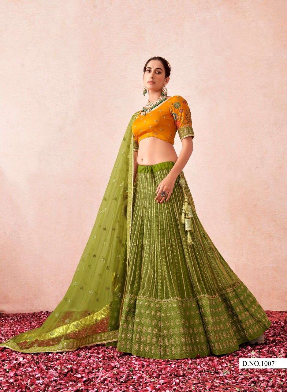 DESIGNER WEDDING BRIDAL PARTY WEAR LEHENGA CHOLI IN HEAVY NET ANANTESH SM 1007