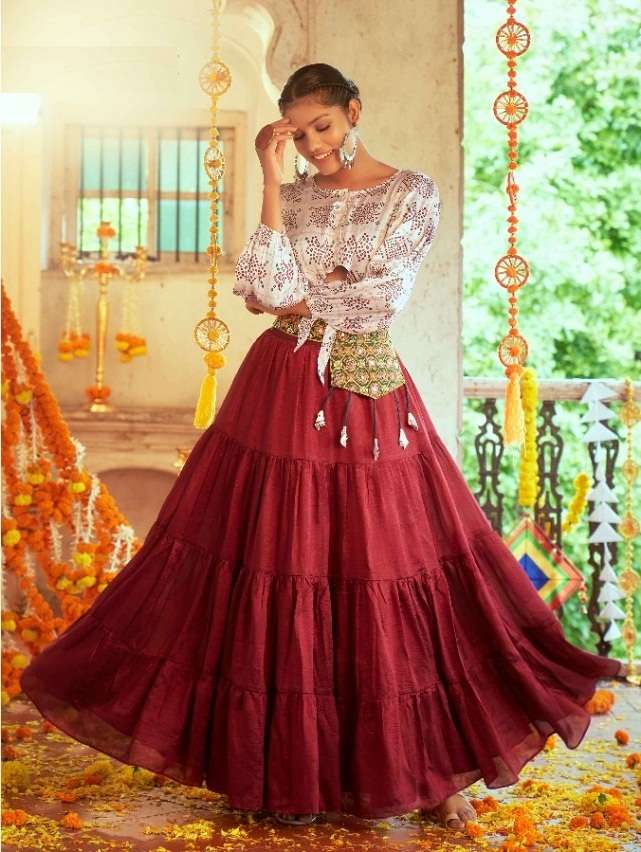 FANCY TRENDY NAVRATI GAMTHI FANCY WEAR SKIRT TOP TYPE LEHENGA CHOLI KF 2102