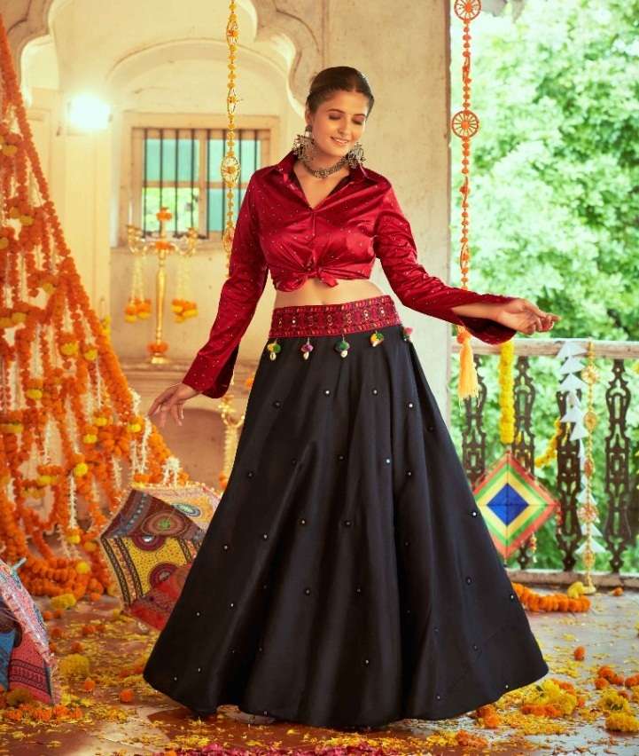 FANCY TRENDY NAVRATI GAMTHI FANCY WEAR SKIRT TOP TYPE LEHENGA CHOLI KF 2104