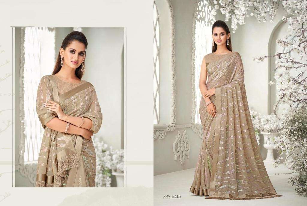 PREMIUM DESIGNER FANCY WEDDING PARTY WEAR SAREE IN GEORGETTE WITH SEQUENCE WORK TFH 6415