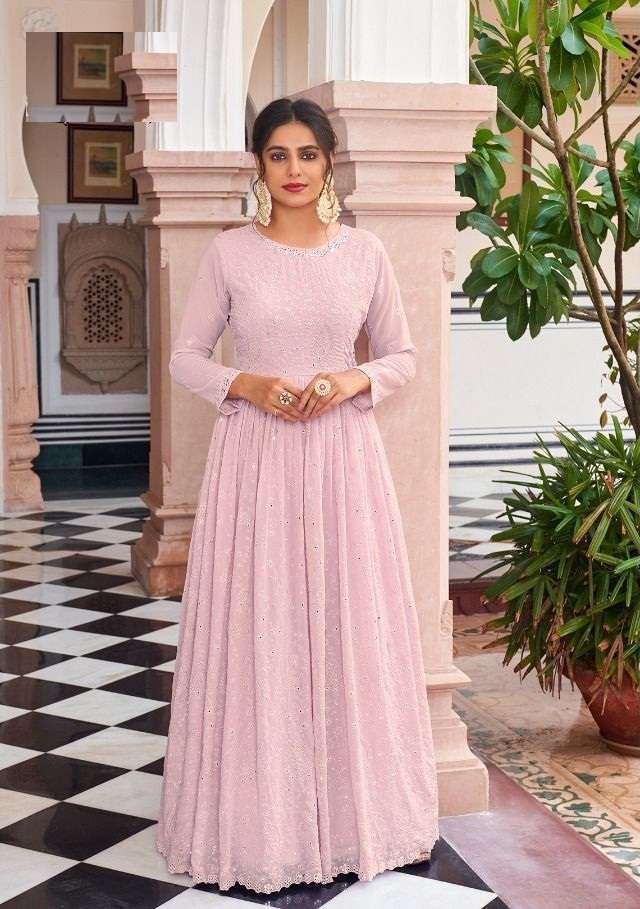 DESIGNER FANCY LONG ANARKALI GOWN SALWAR SUIT FOR WEDDING PARTY WEAR IN GEORGETTE FABRIC PRIME ROSE 7 1471