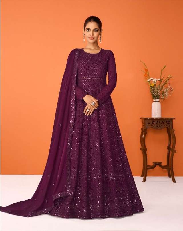 DESIGNER FANCY LONG ANARKALI SALWAR SUIT FOR WEDDING PARTY WEAR IN GEORGETTE FABRIC IMARA 9324