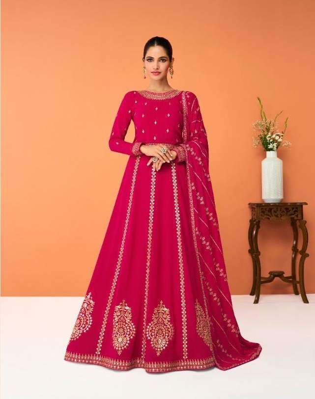 DESIGNER FANCY LONG ANARKALI SALWAR SUIT FOR WEDDING PARTY WEAR IN GEORGETTE FABRIC AF JASLEEN 9310