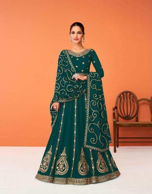 DESIGNER FANCY LONG ANARKALI SALWAR SUIT FOR WEDDING PARTY WEAR IN GEORGETTE FABRIC AF JASLEEN 9311