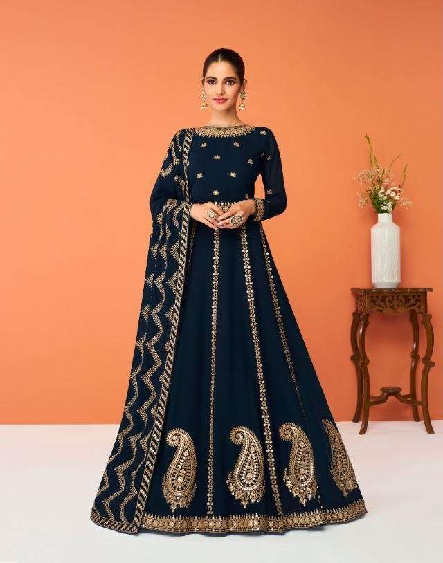 DESIGNER FANCY LONG ANARKALI SALWAR SUIT FOR WEDDING PARTY WEAR IN GEORGETTE FABRIC AF JASLEEN 9313