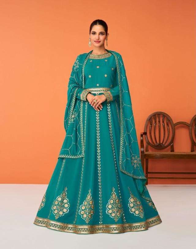 DESIGNER FANCY LONG ANARKALI SALWAR SUIT FOR WEDDING PARTY WEAR IN GEORGETTE FABRIC AF JASLEEN 9314