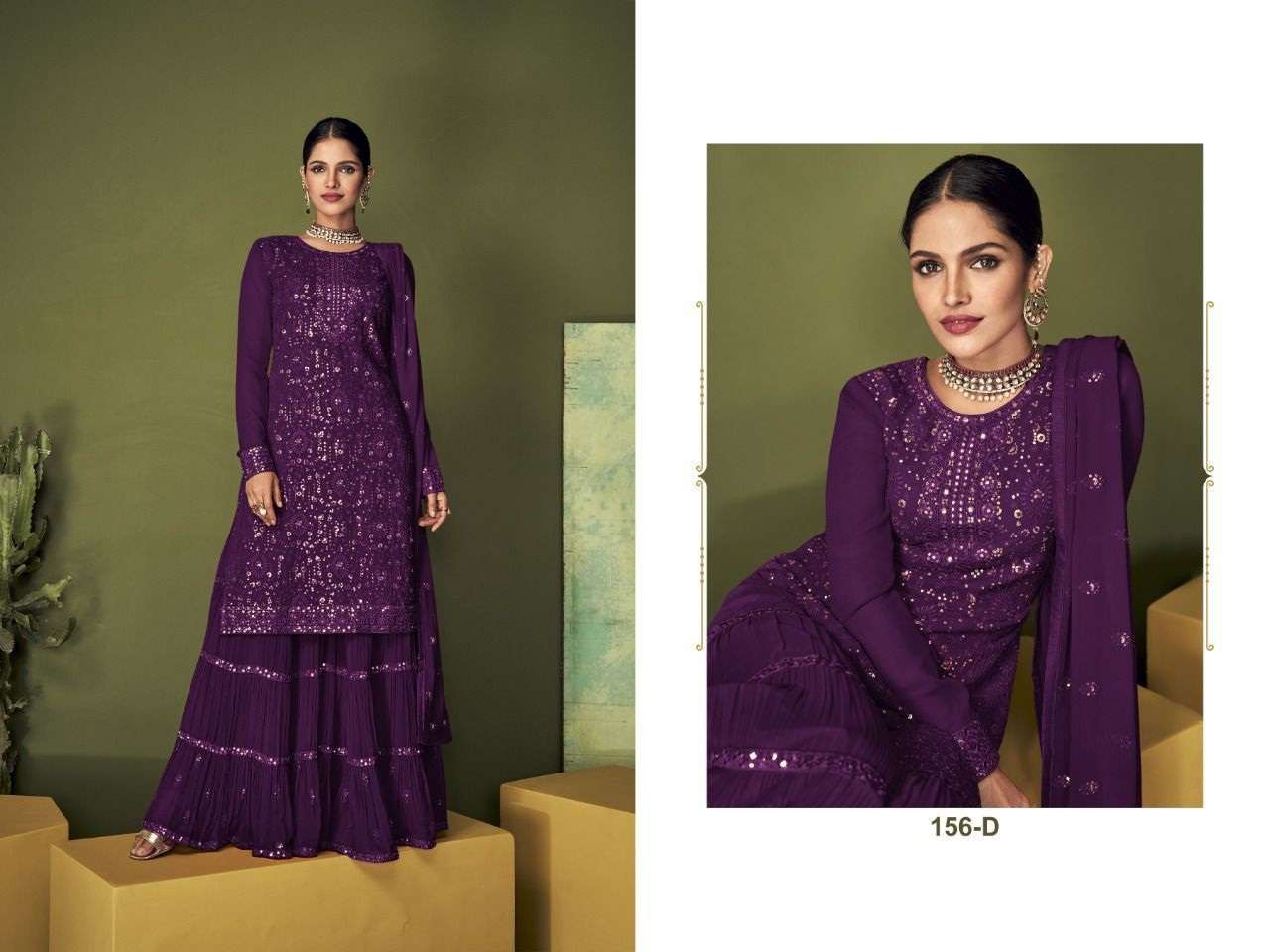 DESIGNER FANCY LONG PURPLE ANARKALI SALWAR SUIT FOR WEDDING PARTY WEAR IN GEORGETTE FABRIC CPR SAYUR 156D