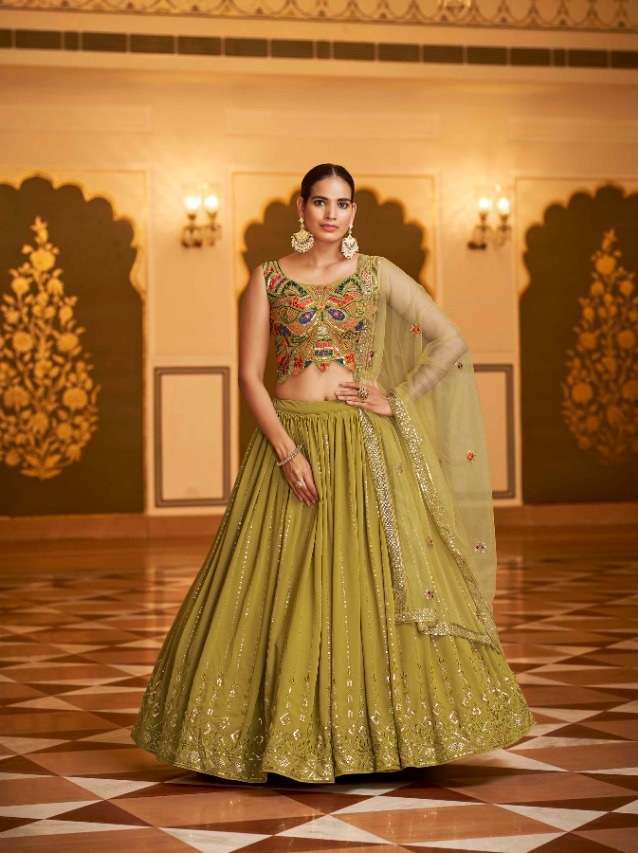 DESIGNER FANCY PARTY NAVRATRI WEAR LEHENGA CHOLI IN PURE GEORGETTE KF 2182