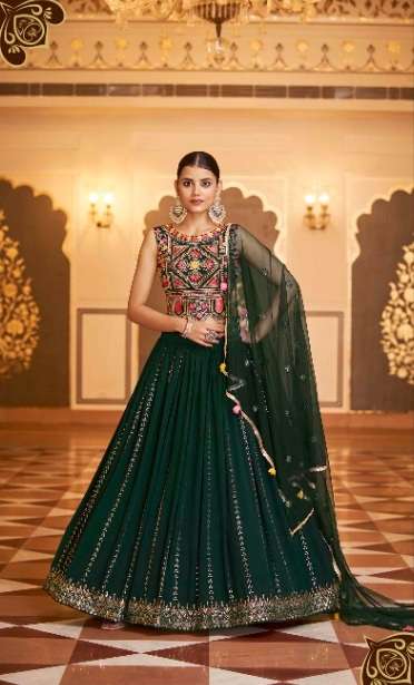 DESIGNER FANCY PARTY NAVRATRI WEAR LEHENGA CHOLI IN PURE GEORGETTE KF 2183