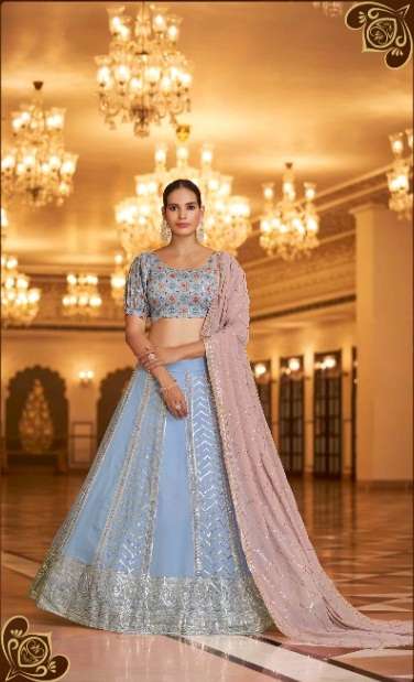 DESIGNER FANCY PARTY NAVRATRI WEAR LEHENGA CHOLI IN PURE GEORGETTE KF 2186