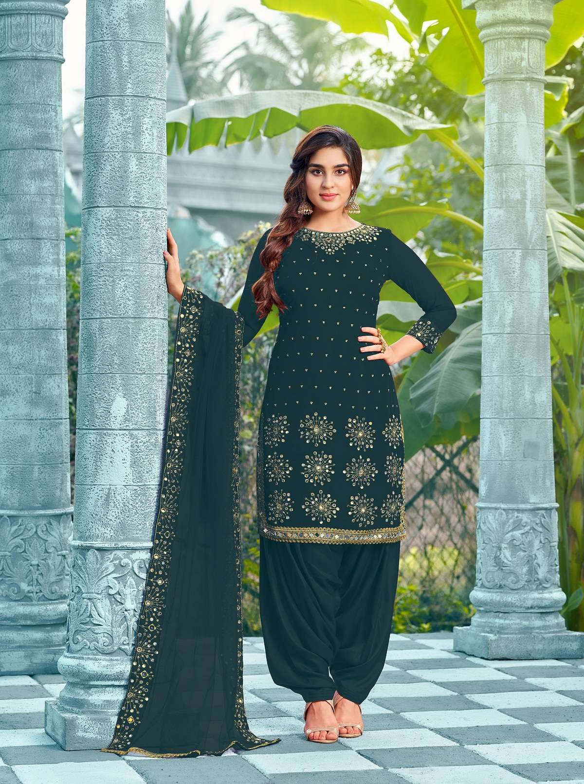 DESIGNER FANCY PARTY WEAR DESIGNER RAMA PATIYALA SALWAR SUIT IN GEORGETTE MRDNGI 2027C