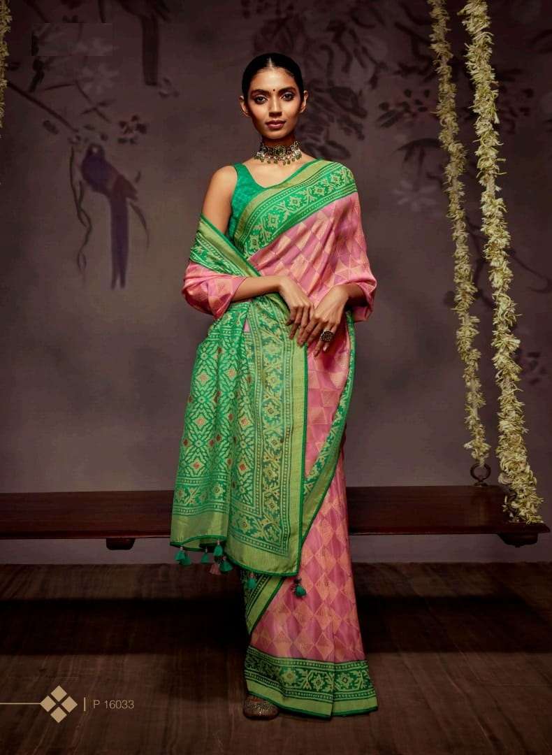 DESIGNER FANCY PARTY WEAR GEORGETTE PINK SAREE EXCLUSIVE COLLECTION KIMORA RADHA 16033