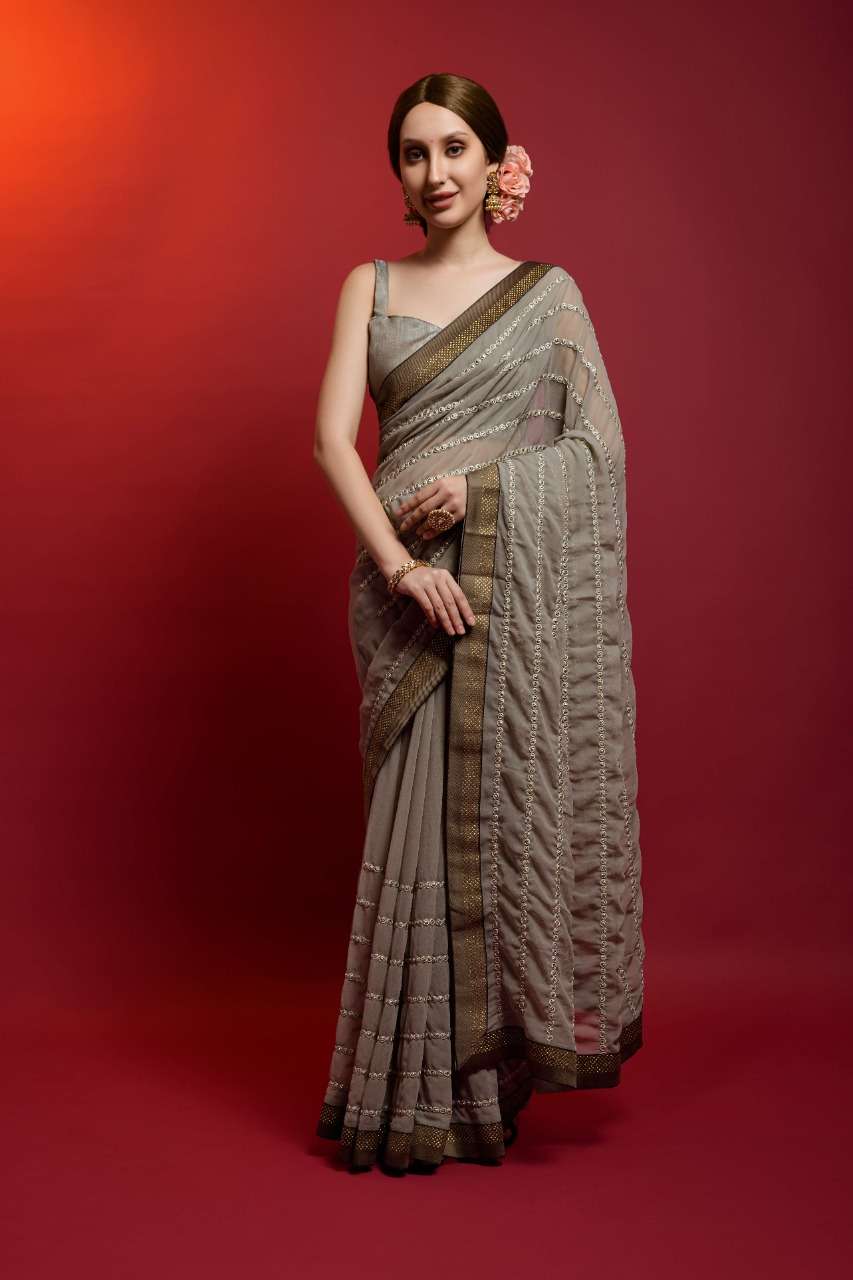 DESIGNER FANCY PARTY WEAR GEORGETTE SAREE EXCLUSIVE COLLECTION PURPLE SM 2