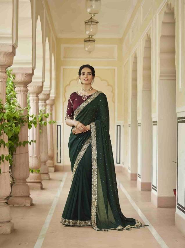 DESIGNER FANCY PARTY WEAR VICHITRA SILK SAREE EXCLUSIVE COLLECTION KF AVSAR 5414