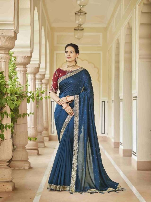 DESIGNER FANCY PARTY WEAR VICHITRA SILK SAREE EXCLUSIVE COLLECTION KF AVSAR 5416