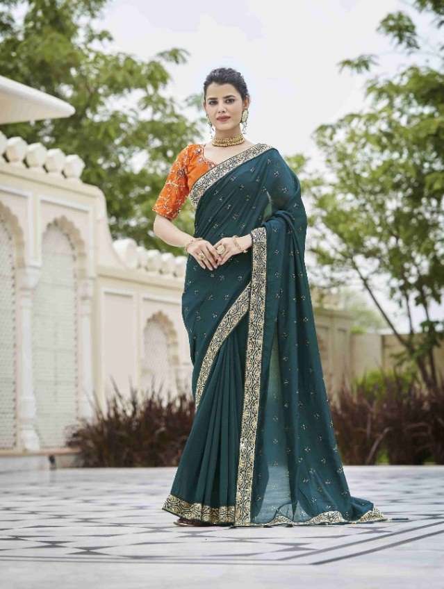 DESIGNER FANCY PARTY WEAR VICHITRA SILK SAREE EXCLUSIVE COLLECTION KF AVSAR 5417