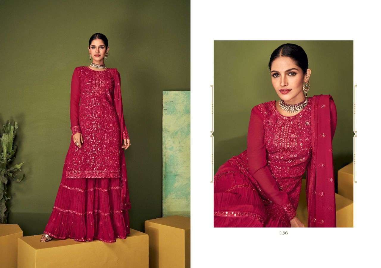 DESIGNER FANCY PINK SHARARA SALWAR SUIT FOR WEDDING PARTY WEAR IN GEORGETTE FABRIC AFRH 156