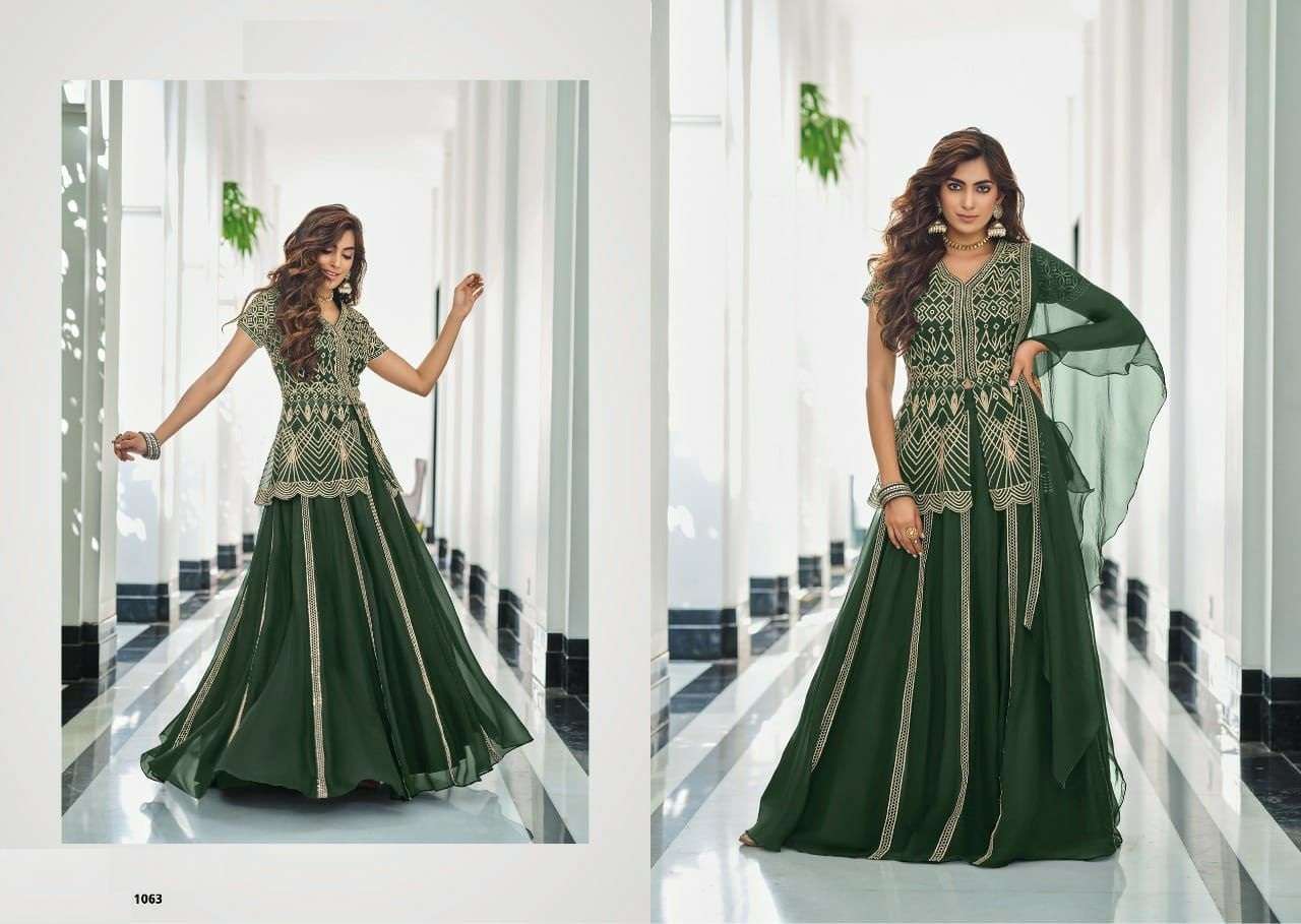 DESIGNER FANCY STRAIGHT TOP PALAZZO SALWAR SUIT FOR WEDDING PARTY WEAR IN GEORGETTE FABRIC HAZAL 1063